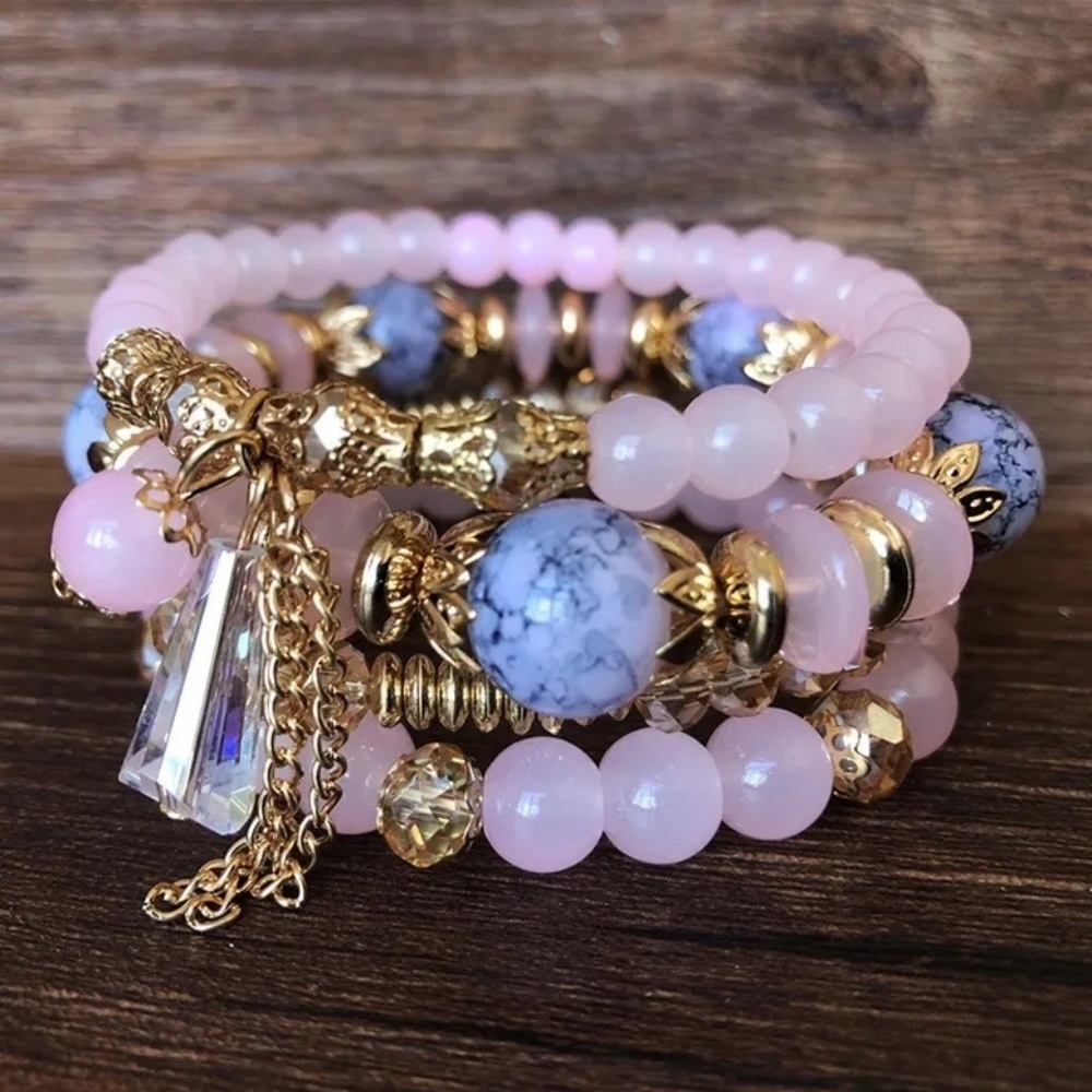*ANASTACIA* Gold x Pink Fashion Beaded Bracelet